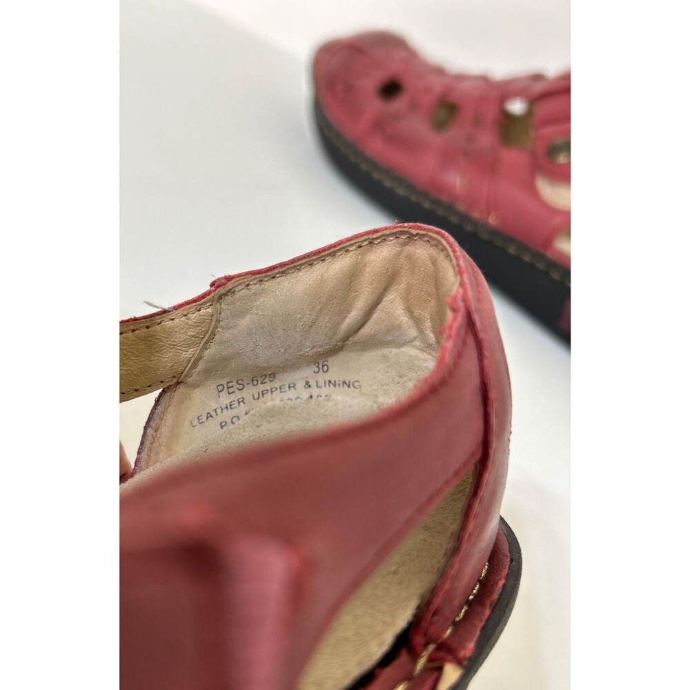 Alegria Women Pesca  Sandal Size 38 US 7.5 Red Leather Shoes - Picture 3 of 13